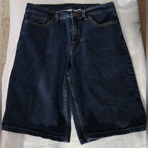 Denim&Company Bermuda Shorts Sz 10 High Rise Dark Wash Euc